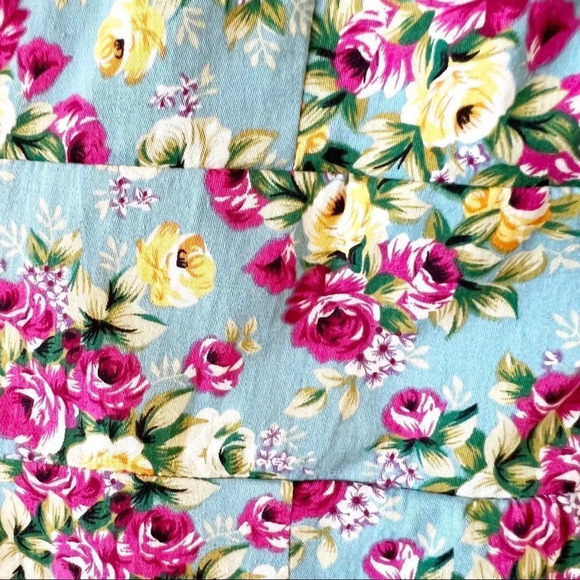 Lindy Bop Blue Floral Retro Style Pencil Dress Cottage Rose VLV Pinup Size Large - Picture 8 of 9